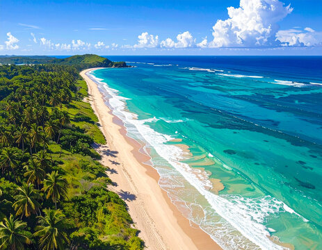 Aerial beach coastline ocean view