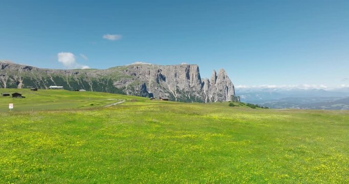 Aerial of Sciliar Massif, Seiser Alm, Dolomites, Italy