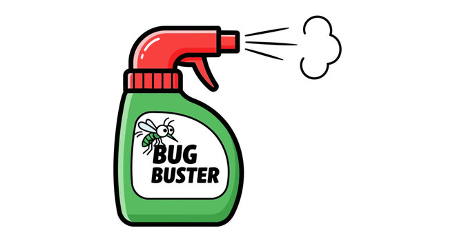 Bug Buster Spray Bottle with Mosquito Icon and Mist