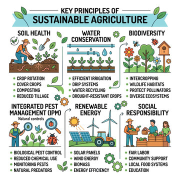 Infographic of key principles of sustainable agriculture