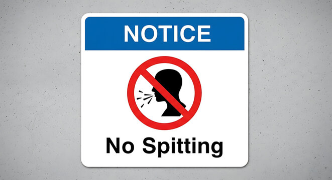 Notice sign prohibiting spitting with silhouette person