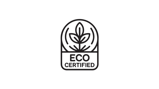 Eco certified logo with leaf symbol for environmental sustainability, minimalist vector icon