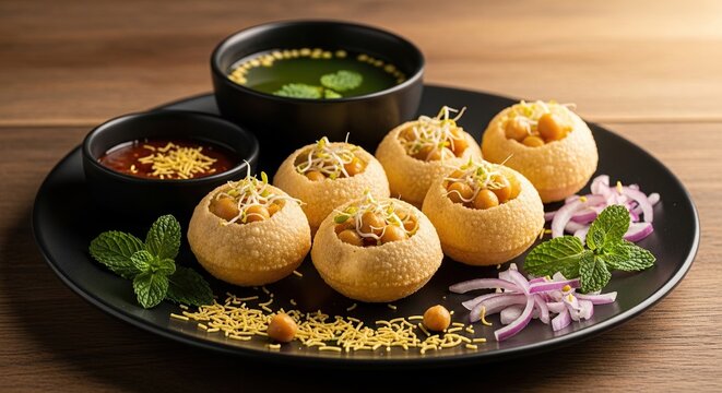 Delicious Pani Puri Street Food.