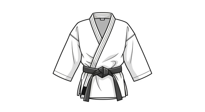 Karate Gi uniform with black belt, isolated on white background.