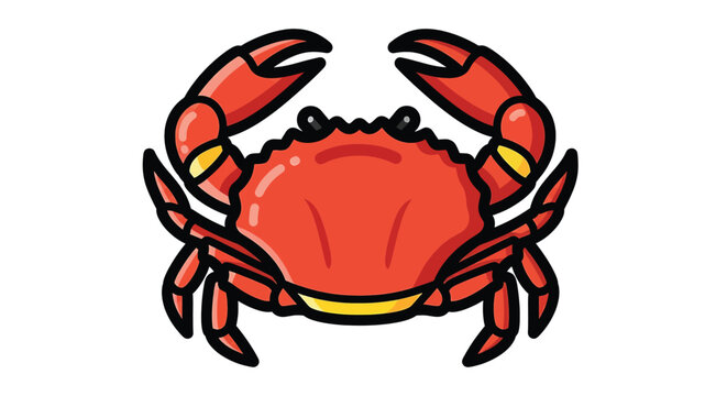 Red Cartoon Crab Front View.