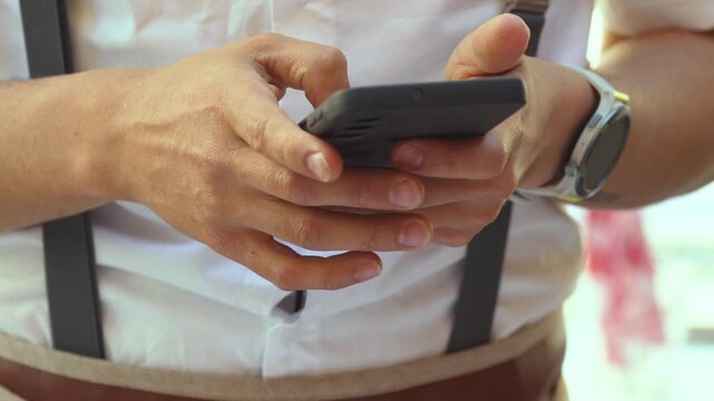 Ordering food in restaurant using smartphone with digital menu and payment