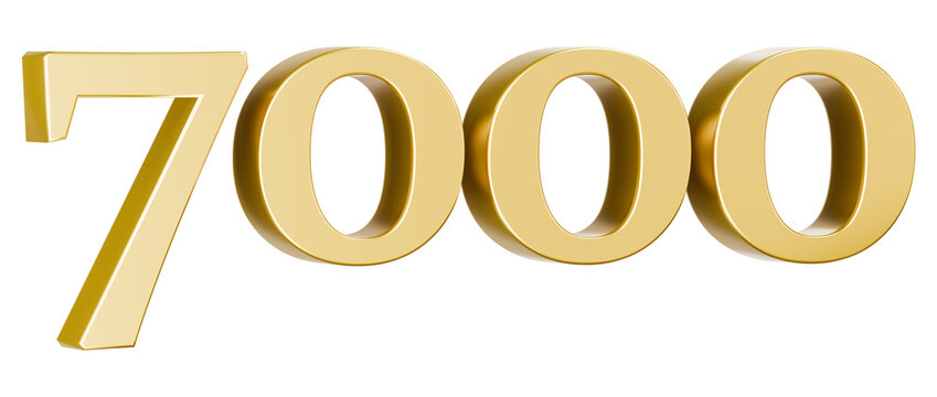 Gold metallic 7000 digit 3D render