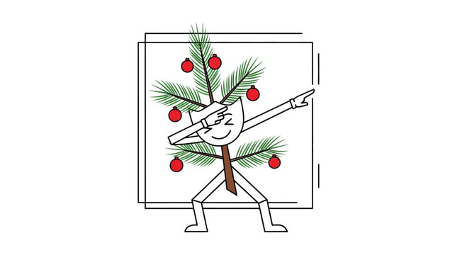 Dabbing Christmas Tree Stick Figure Doing Dab Dance Pose