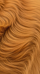 Naklejka premium Golden Retriever Fur Close Up Detail Texture Abstract Background Conceptual Detailed Animal Hair Brown Natural Pattern Wavy Soft Gentle Light