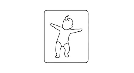Fototapeta premium Baby Dancing Silhouette Icon, Joyful Toddler Outline, Playful Child Movement