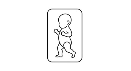 Fototapeta premium Baby lying on back, simple line art icon, safe sleep, infant care, newborn health concept