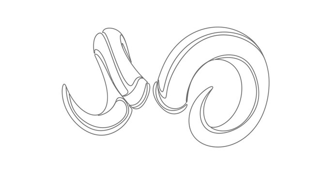 Ram Horns Silhouette Outline Vector Illustration