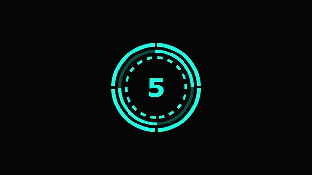 Neon Number 10 Countdown Timer Black Background Animation neon green.