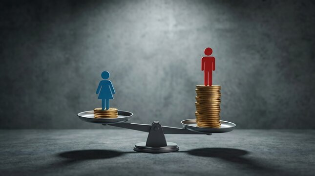 Gender inequality and wage gap concept on scales