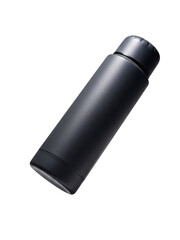 Fototapeta premium Sleek Matte Black Insulated Water Bottle Tumbler with Screw-on Lid, Studio Shot, Isolated on Transparent Background