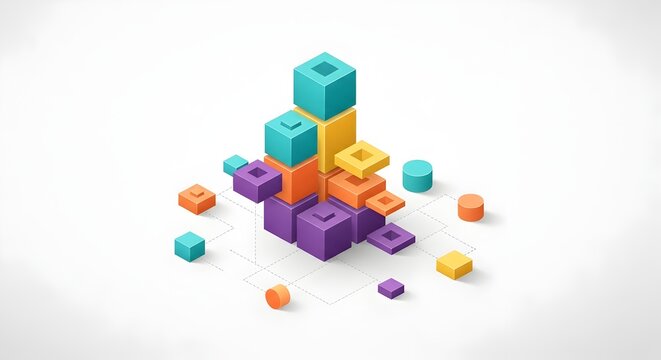 Isometric Colorful Cubes Stack Illustration
Stacked Building Blocks 3D Abstract
Colorful Cube Tower Isometric Design