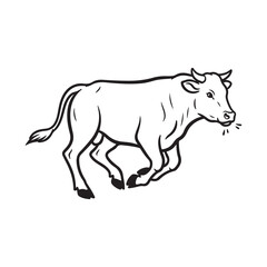 Fototapeta premium Running Bull Line Art Illustration - Dynamic Animal Graphic