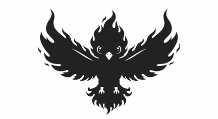 Naklejka premium Black Phoenix Bird Silhouette Flying.