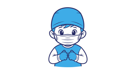 Fototapeta premium Cartoon doctor wearing surgical mask.