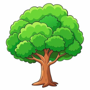 Ilustrasi pohon hijau tumbuhan 