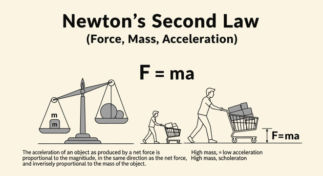 Force Mass Acceleration Physics Concept.