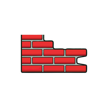 Red brick wall icon showing masonry construction section.