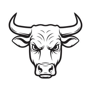 Aggressive bull head mascot logo illustration