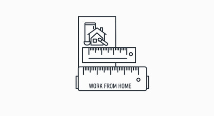 Naklejka premium Work From Home Concept: Measuring Success with Ruler and House Icon