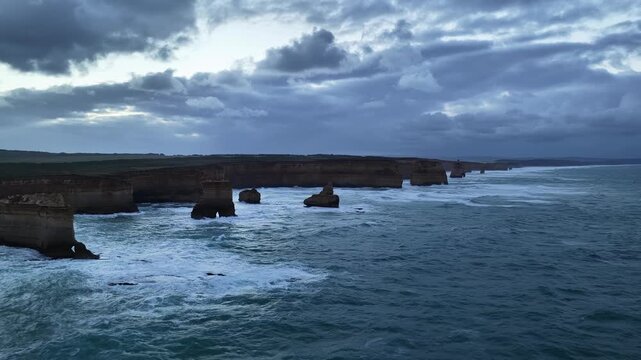 The Razorback, Great Ocean Road, Victoria, Australia &ndash; 4K Aerial Drone Footage of Dramatic Limestone Cliffs, Rugged Coastline, Ocean Waves and Scenic Coastal Landscape in Port Campbell National Park