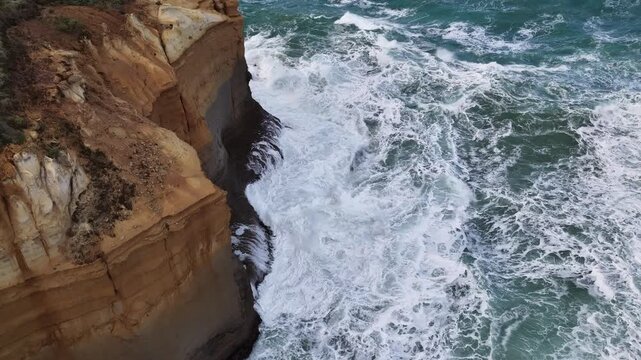 The Razorback, Great Ocean Road, Victoria, Australia &ndash; 4K Aerial Drone Footage of Dramatic Limestone Cliffs, Rugged Coastline, Ocean Waves and Scenic Coastal Landscape in Port Campbell National Park