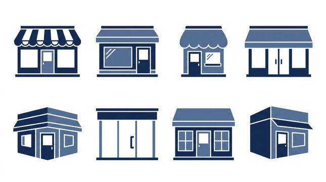 Collection of small storefront building facades.