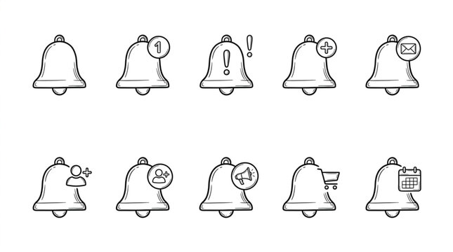 Collection of various bell icons.