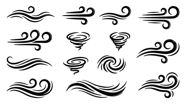 Collection of swirling wind icons.