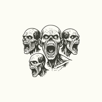 Set of head zombie logo vector illustration