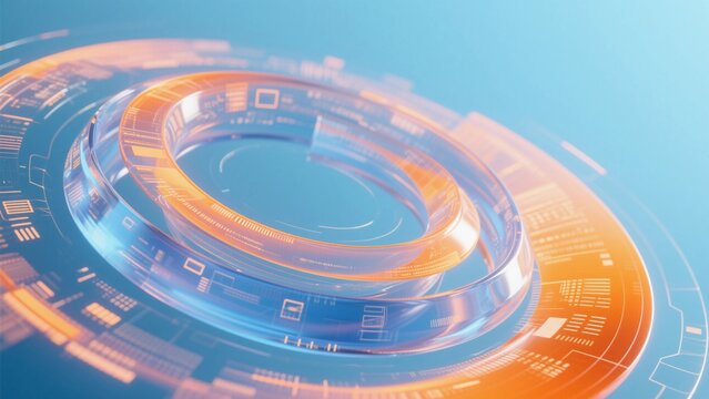 Futuristic Digital Holographic Interface with Concentric Circular Design