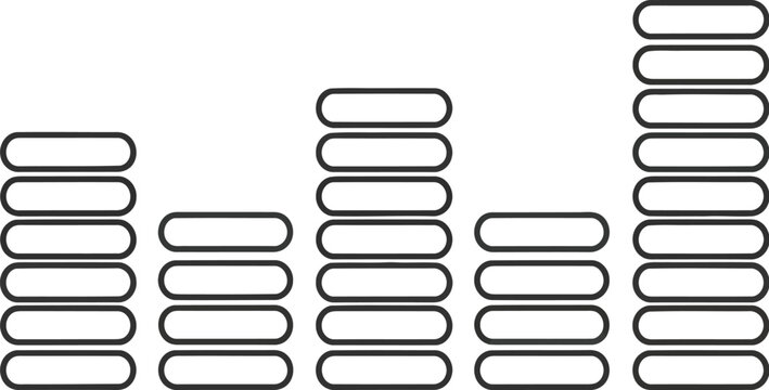 Vector sound wave, audio waveform, black line icons, sound pattern graphics, music equalizer elements