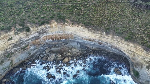 Great Ocean Road, Port Campbell, Victoria, Australia &ndash; 4K Aerial Drone Footage of Two Mile Bay Lookout, Shelly Beach, Rugged Cliffs, Ocean Waves and Scenic Sunset Coastline