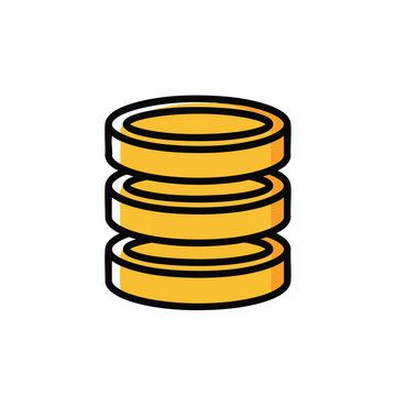 Flat vector icon of a database server storage stack.