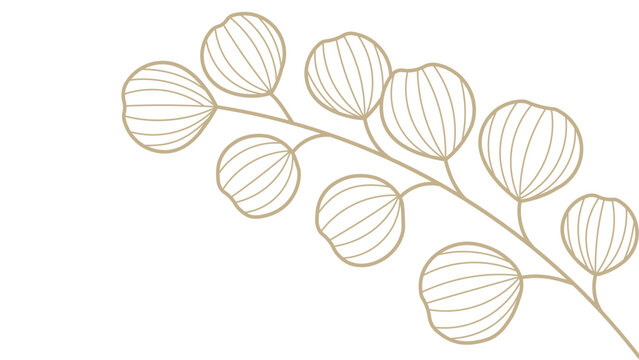 Minimalist gold eucalyptus branch luxury line art vector for premium branding.