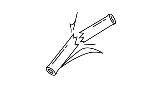 Broken Bamboo Stick Icon, Symbol of Fragility, Breakage, and Failure