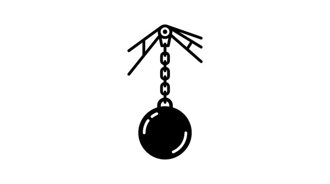Demolition ball and chain wrecking.