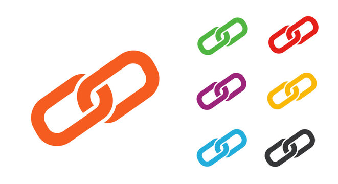 Colorful Chain Links Collection: Connection, Security, Strength, Unity, Network Icons