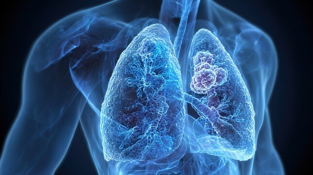 Cystic Fibrosis 3D medical anatomy illustration, genetic inherited chronic disease affecting lungs and digestive system, mucus buildup in respiratory tract and internal organs, respiratory disorder, 
