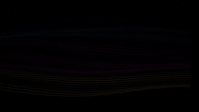 Abstract dark background with a minimalist composition featuring line wave, faint horizontal streaks of light