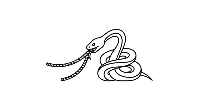 Stylized Snake Biting Rope Illustration