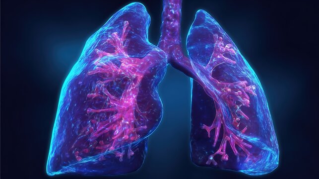Cystic Fibrosis 3D medical anatomy illustration, genetic inherited chronic disease affecting lungs and digestive system, mucus buildup in respiratory tract and internal organs, respiratory disorder, 
