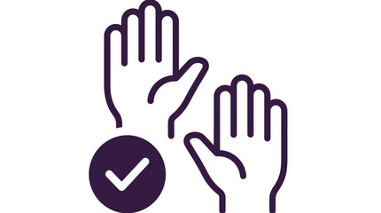 Obraz premium Hands raised with checkmark icon checkmark selection agreement confirmation decision participation verified