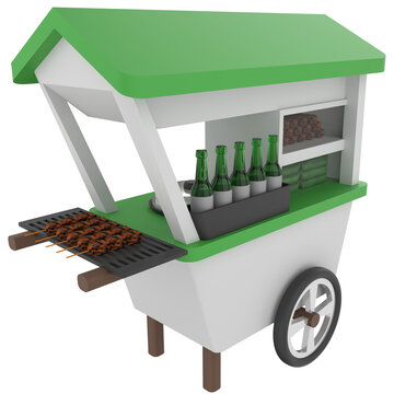 Chicken Satay Stall 3D Icon