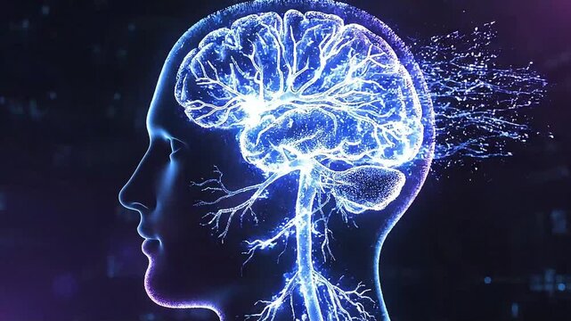Digital Brain and Neural Network Connectivity - Abstract Concept of Artificial Intelligence and Futuristic Technology