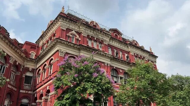 Writers' Building (Mahakaran) in Kolkata, India; a professional architectural shot of the historic government secretariat building located at Dalhousie Square (B.B.D. Bagh).